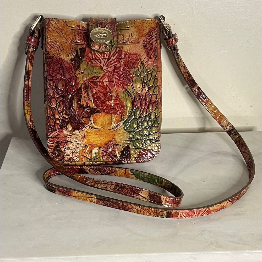 Brahmin Marley Crossbody in multicolor crocodile-embossed Melbourne leather.